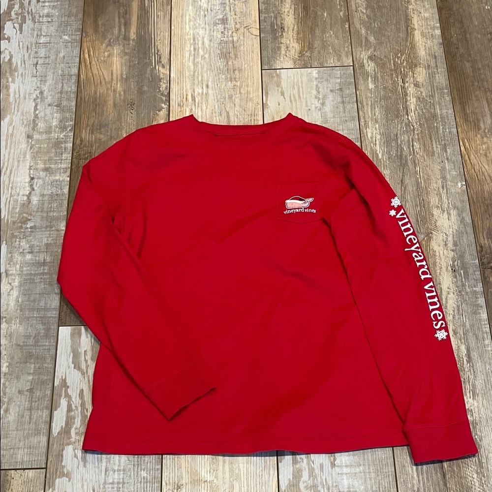 Vineyard Vines Classic Red Crewneck with Christmas theme